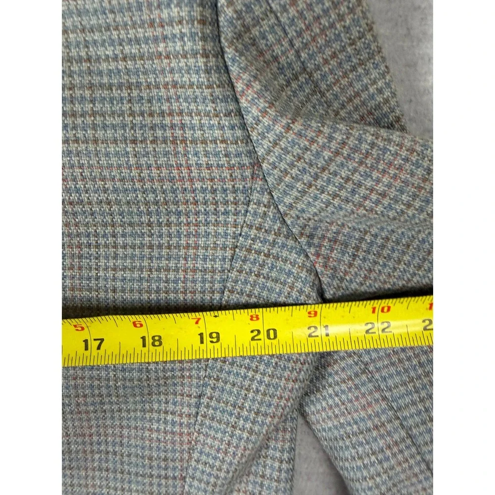 Vintage Bespoke‎ Mens Pure Wool Blazer Blue Grey Check Sport Coat Houndstooth